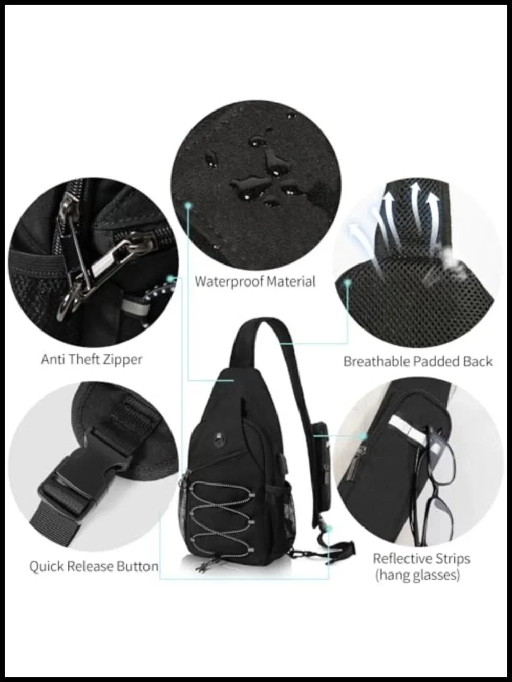 Anti-Theft Crossbody Sling Bag for Men, Water-Resistant Nylon, with RFID